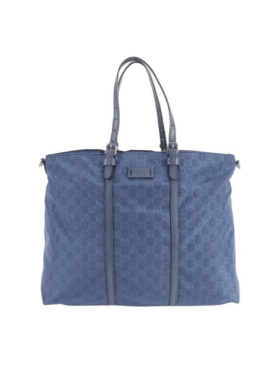 Gucci Navy Blue Leather Large Swing Shopper Tote Gucci | TLC Gucci GG Nylon Leather Tote Shoulder Business Navy